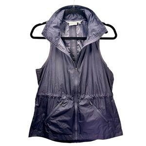 Athleta Performance Running Vest, Reflective Racerback Navy Blue with Hood, S